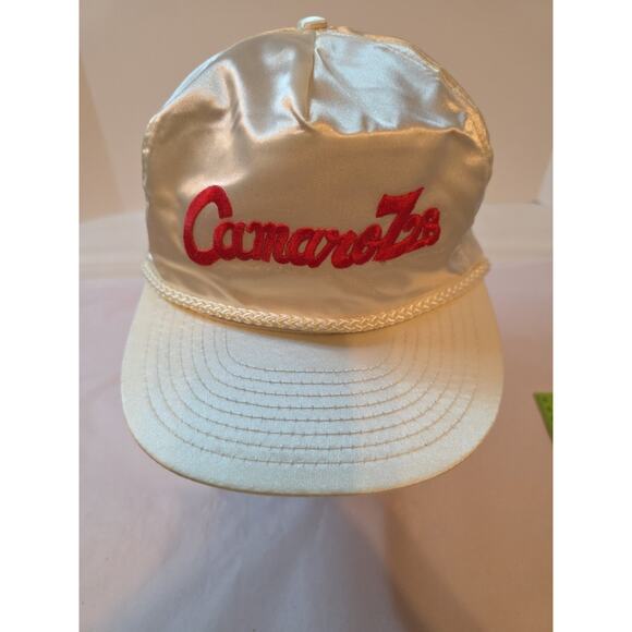 Vintage Nissin Camaro Z28 Hat Cap Satiny Material White Red Letters 90s - Picture 2 of 16